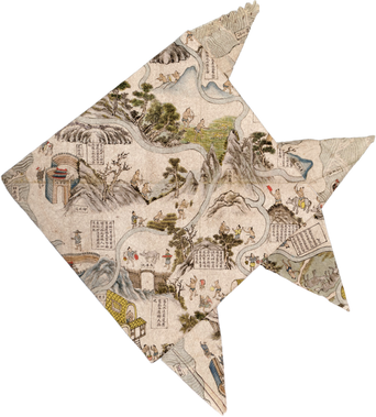 Scanned Weathered Fish-shaped Map Scrap