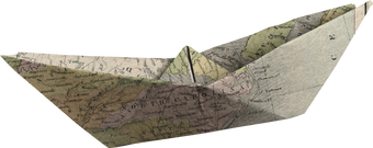 Boat Origami Weathered Map Scrap